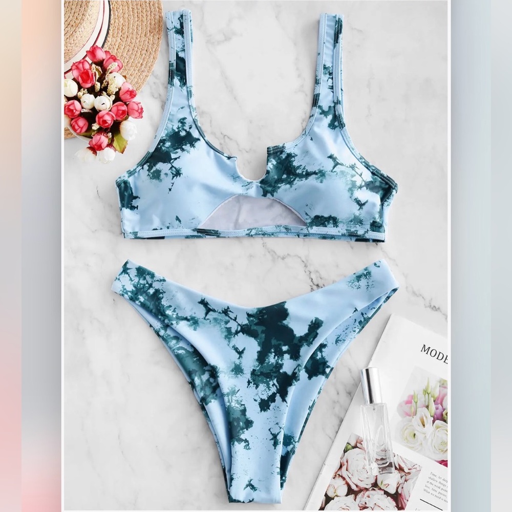 Blue Tie-Dye Bikini Set